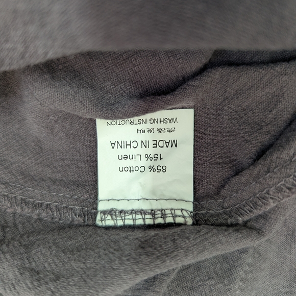 Linen Cotton Blend Grey Overalls Jumpsuit Flowy Spring Layering Size Medium - Picture 5 of 5